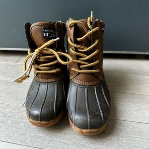 Kids Unisex Nautica Channing Waterproof Brown And Black Duck Boots Size 1